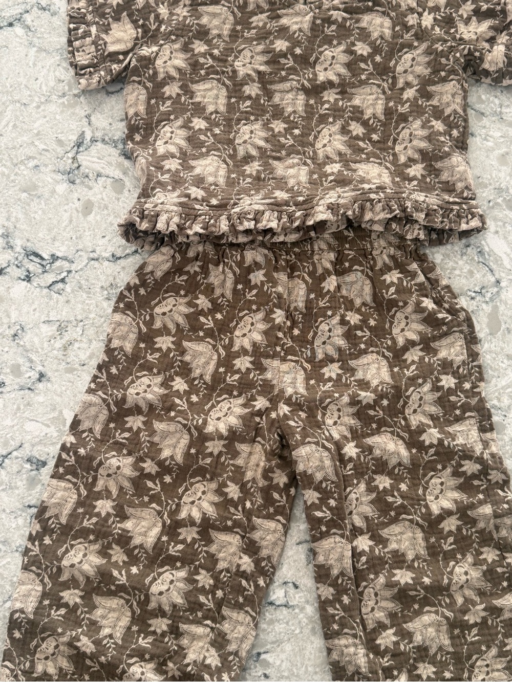 Rylee + Cru Brown Floral Two-Piece Pajama Set
